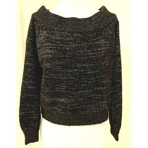 H&M Black Off the Shoulder Sweater with Silver Metallic
